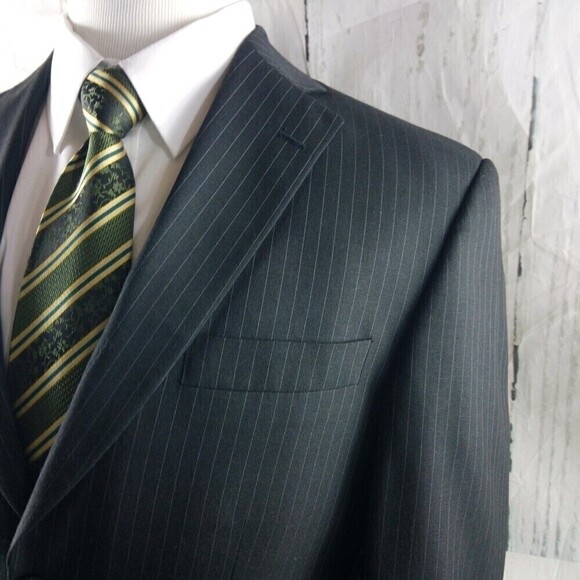 Haggar 1926 38R 2 Button Charcoal Striped Suit Blazer Jacket - Picture 4 of 11